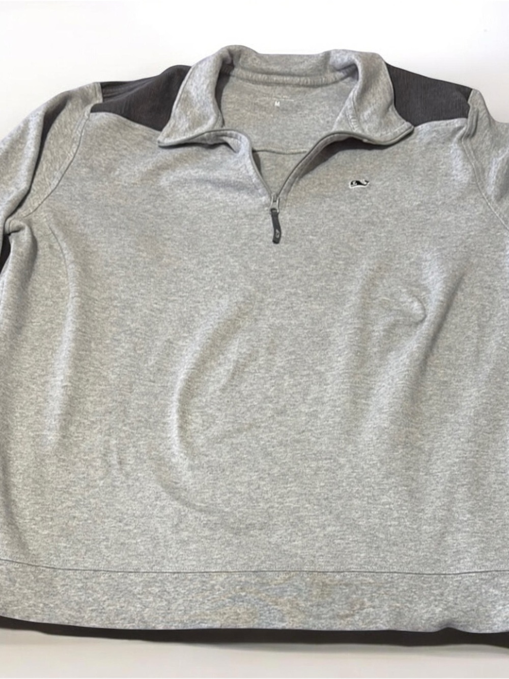 Vineyard Vines Men's M Gray Quarter Zip Pullover Heathered Classic Knit w/Black